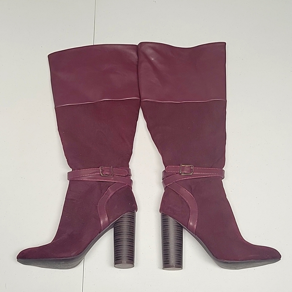JustFab “Jonica” wine tall maroon boots